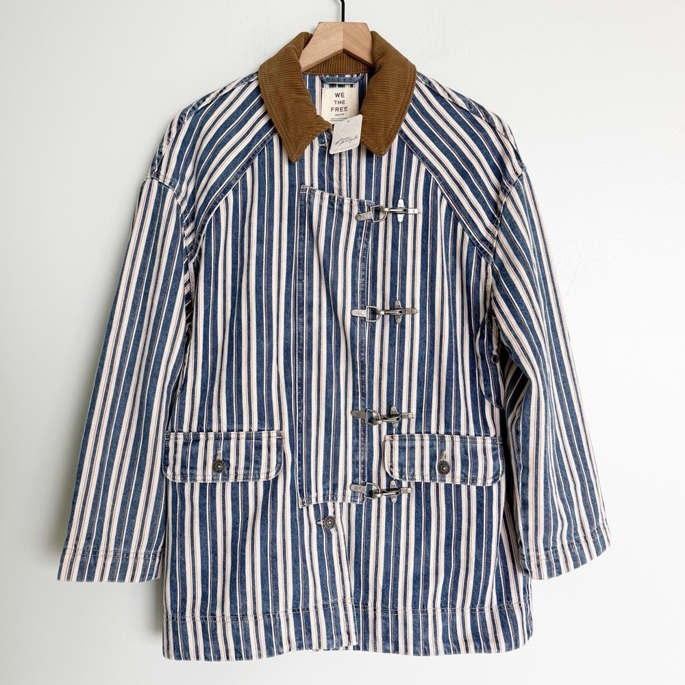 Free People We The Free Striped Denim Barn Coat